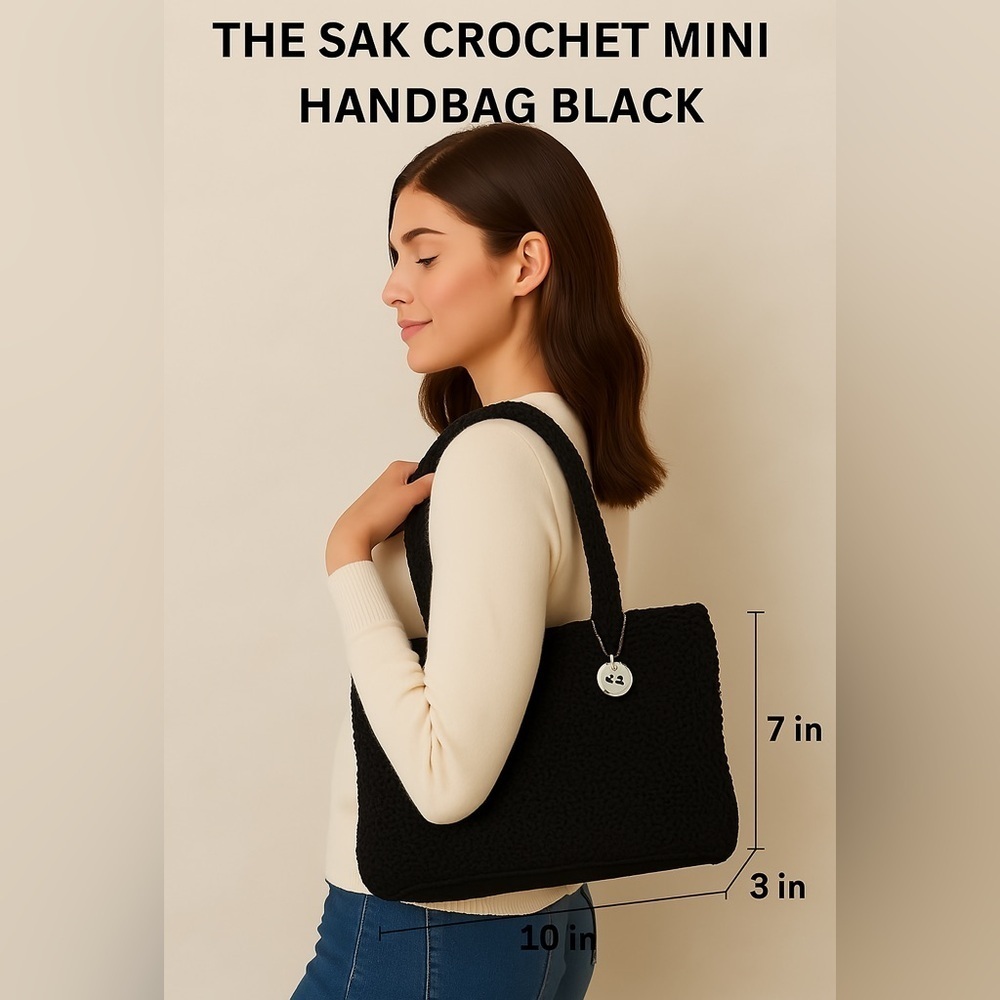 The Sak Crochet Mini Handbag Black - Picture 5 of 10